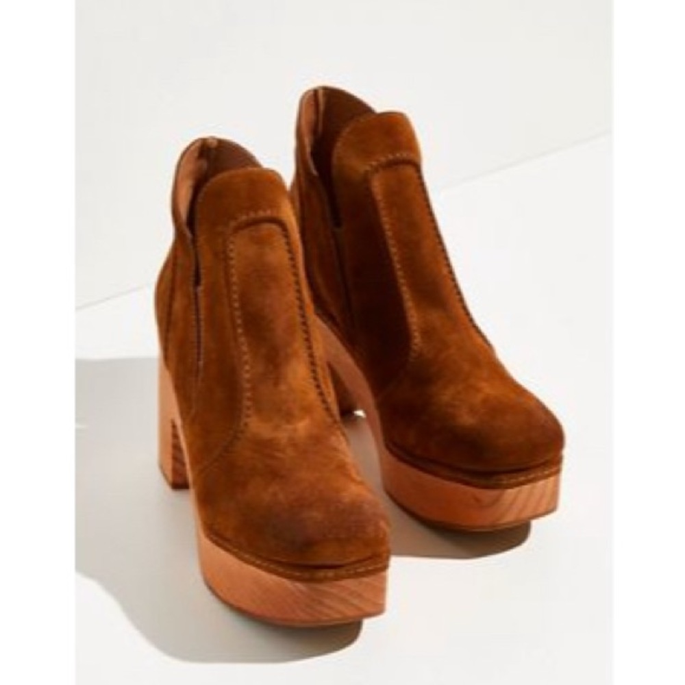 Free People Tan Suede Platform Boots